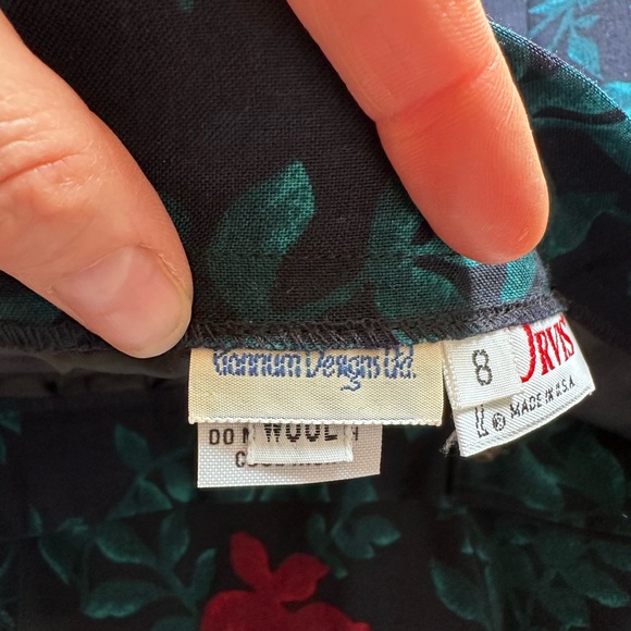 Vintage ORVIS navy, green & red 100% WOOL skirt w pockets (XS/S/vintage size 8) - Picture 6 of 11